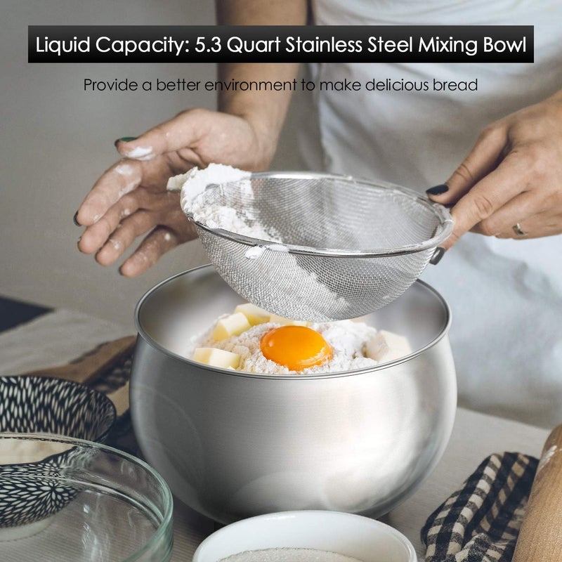 LILPARTNER Stand Mixer, Stainless Steel Mixer 5.3-QT LCD Display Food Mixer, 6+P Speed itchen Electric Mixer Tilt-Head Mixer with Stainless Steel Bowl, Dough Hook, Beater, Whisk - Image 5